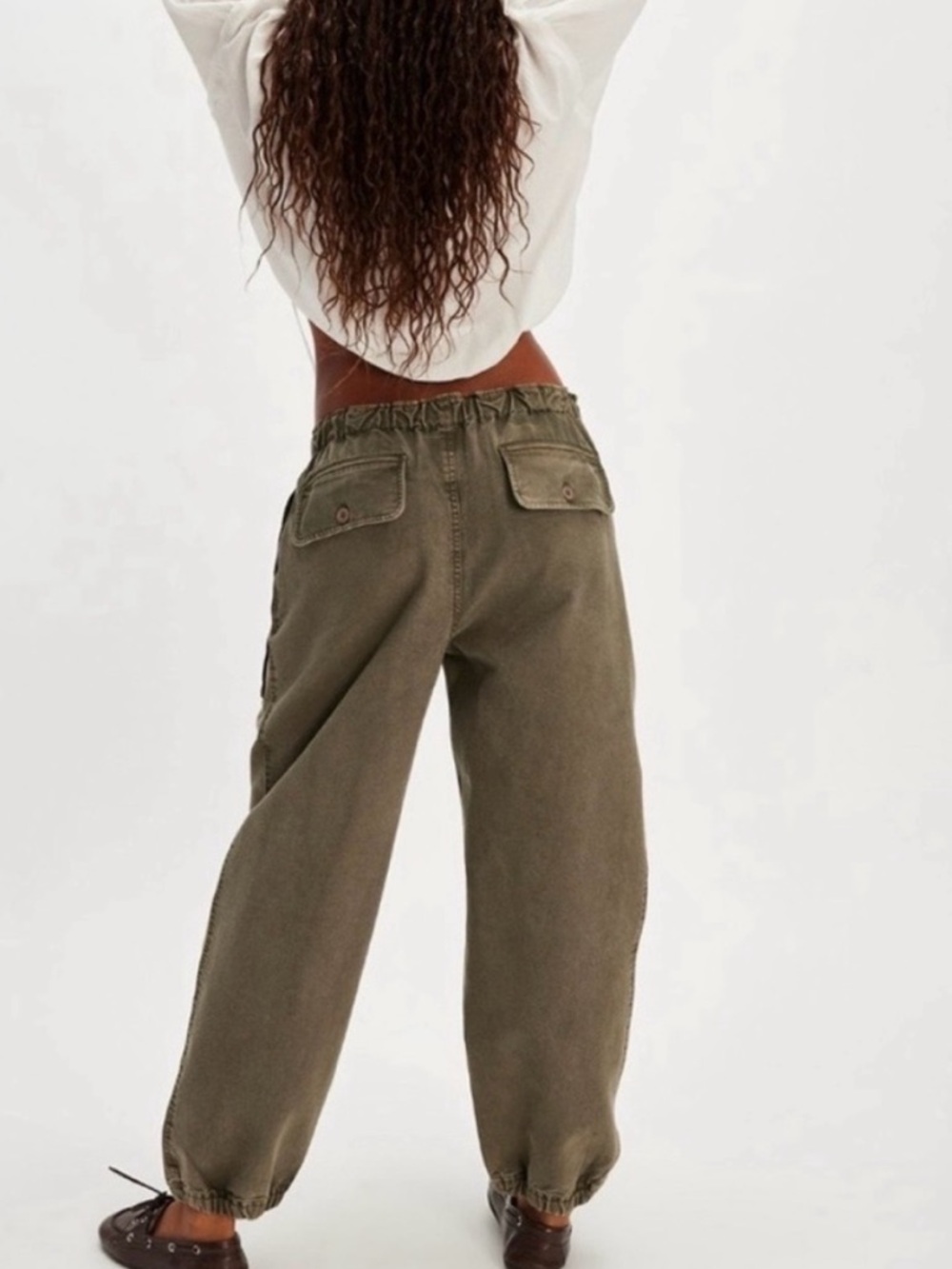 Free People River Stone Drawstring Cargo Joggers with Barrel Legs - Picture 2 of 12